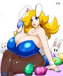  2015 animal_ears big_breasts breasts cleavage clothed clothing easter egg female feral holidays huge_breasts human lagomorph mammal rabbit rabbit_ears speeds 