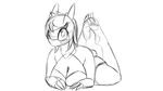  3_toes anthro blush breasts cleavage clothed clothing dragon female hair hairpin latias legendary_pok&eacute;mon lewdtias looking_at_viewer lying monochrome nintendo on_front plain_background pok&eacute;mon quin-nsfw short_hair sketch solo toes video_games 