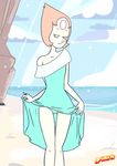  alien aphius beach blue_eyes clothing crystal_gem dress hair not_furry orange_hair panties pearl pearl_(steven_universe) sand sea seaside short_hair smile steven_universe underwear water 