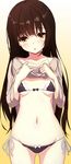  :o anza_tomo bad_id bad_pixiv_id bikini bikini_under_clothes black_bikini blush breasts brown_hair gradient gradient_background long_hair looking_at_viewer navel no_pants original shirt_lift side-tie_bikini simple_background small_breasts solo swimsuit swimsuit_under_clothes underboob 