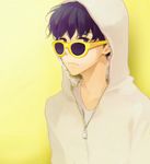  1boy bigbang black_hair brown_eyes fur_trim hood hoodie k-pop looking_at_viewer male male_focus seungri_(bigbang) solo sunglasses yellow-framed_glasses 