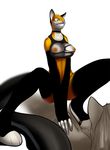  anthro breasts cat digital_media_(artwork) feline female latex_(artist) mammal paws rubber solo transformation 