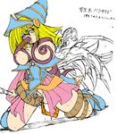  1girl anus bdsm blonde_hair bondage bound breasts dark_magician_girl duel_monster female hat hetero hige_ani highres insect large_breasts legs long_hair masturbation monster nipples open_mouth parasite_paracide pussy sketch spread_legs tentacle tongue uncensored yu-gi-oh! yuu-gi-ou_duel_monsters 
