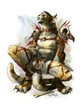  2018 anthro chain charr claws coypowers feline female fur guild_wars leather looking_at_viewer mammal nipples piercing presenting pussy solo spread_legs spreading straps video_games 