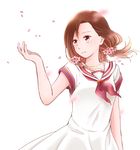  bad_id bad_pixiv_id braid brown_hair dress flower hair_ornament hirose_yasuho jojo_no_kimyou_na_bouken jojolion koroku_(gatosiesta) purple_eyes sailor_dress solo 