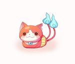  blue_fire blush cat fire haramaki jibanyan multiple_tails no_humans notched_ear solo tail tail-tip_fire two_tails umi_(srtm07) white_background youkai youkai_watch 