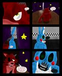  animatronic canine eye_patch eyewear five_nights_at_freddy&#039;s five_nights_at_freddy&#039;s_2 fox foxy_(fnaf) good_and_bad_ones hook humanoid lagomorph machine male mammal mechanical rabbit robot shimazun toy_bonnie_(fnaf) yellow_eyes 