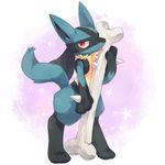  &lt;3 ambiguous_gender blue_fur blush bone canine cute fur looking_at_viewer lucario mammal nintendo pateko pok&eacute;mon red_eyes solo spikes standing tongue tongue_out video_games 