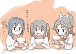  3girls kobayashi_gen multiple_girls namori_mana nintendo_3ds rinoda_mano school_girl_strikers sketch tanaka_sachiko 