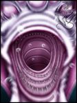  2003 ambiguous_gender anthro aquatic_dragon bubble close-up dragon english_text first_person_view gills imminent_vore leviathan looking_at_viewer marine markie motion_blur multiple_eyes nude open_mouth purple_scales scalie solo teeth text underwater vore water 