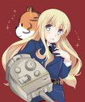  abenattou blonde_hair long_hair milihime_taisen military military_uniform personification rosen_(milihime_taisen) silver_eyes tiger tiger_i_(personification) uniform 