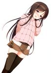  absurdres black_legwear blush brown_hair endou_rino hand_up highres jacket jinsei long_hair nanase_meruchi nose_blush official_art open_mouth purple_eyes scan short_shorts shorts simple_background smile solo thighhighs tsurime very_long_hair white_background 