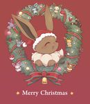  ambiguous_gender bell brown_fur candy candy_cane christmas cute eevee eeveelution english_text espeon eyelashes eyes_closed flareon fur glaceon hat holidays jolteon leafeon nintendo open_mouth plain_background pok&eacute;ball pok&eacute;mon santa_hat solo sylveon text tuft umbreon vaporeon video_games wreath ぴょんこ_(artist) 