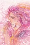  bad_id bad_pixiv_id epiko_(aki) jojo_no_kimyou_na_bouken pink school_uniform solo traditional_media watercolor_(medium) yamagishi_yukako 