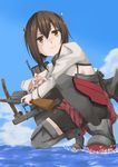  3: bad_id bad_pixiv_id bike_shorts boots bow_(weapon) brown_eyes brown_hair crossbow headband headgear kantai_collection machinery military military_uniform p!nta pleated_skirt red_skirt short_hair skirt solo squatting taihou_(kantai_collection) thigh_boots thighhighs uniform v-shaped_eyebrows weapon 