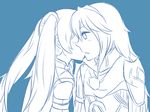  2girls blush breasts fire_emblem fire_emblem:_kakusei long_hair lucina multiple_girl multiple_girls nintendo serena_(fire_emblem) twintails yuri 