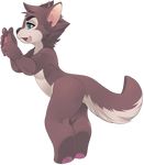  2015 alpha_channel anthro black_nose brown_fur canine cute dog fangs fur green_eyes male mammal open_mouth pawpads paws plain_background rudragon solo standing tongue transparent_background 