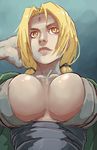  bad_deviantart_id bad_id blonde_hair breasts brown_eyes facial_mark forehead_mark highres huge_breasts japanese_clothes lips long_hair naruto naruto_(series) no_bra nose sash sideboob solo tsunade upper_body whistle_frog 