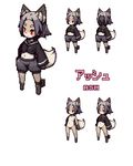  canine female flat_chested fox fur grey_hair hair kemono mammal nipples nude red_eyes tan_fur unknown_artist 