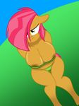  aged_up anthro babs_seed_(mlp) big_breasts bikini breasts brown_fur clothing equine female friendship_is_magic fur green_eyes hair hair_over_eye horse looking_at_viewer mammal my_little_pony mysteryfanboy718 nipple_slip outside pony red_hair solo standing swimsuit two_tone_hair 