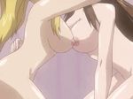  2girls animated animated_gif blonde_hair bouncing_breasts breasts brown_hair character_request erect_nipples eyes_closed french_kiss gakuen_shimai kiss large_breasts multiple_girls nipples nude symmetrical_docking twintails yuri 