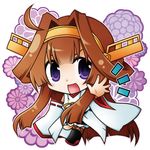  bare_shoulders brown_hair chibi hair_intakes hairband kantai_collection kongou_(kantai_collection) long_hair lowres nontraditional_miko open_mouth purple_eyes skirt smile solo souma_mizuki wide_sleeves 