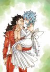  1boy 1girl black_hair blue_hair cosplay fairy_tail gajeel_redfox levy_mcgarden nanatsu_no_taizai rboz rusky 