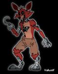  animatronic black_background black_eyes canine clothing five_nights_at_freddy&#039;s fox foxy_(fnaf) fur hook machine male mammal mechanical plain_background red_fur robot shorts solo standing teeth vailwolf 