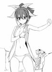  bad_id bad_twitter_id bow cosplay dressing greyscale hair_bow hako_roku hiiragi_yuzu hiiragi_yuzu_(cosplay) midriff monochrome multiple_girls navel no_bra panties ponytail serena_(yuu-gi-ou_arc-v) short_twintails sweatdrop twintails underwear yuu-gi-ou yuu-gi-ou_arc-v 