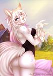  2015 aimi anthro butt canine corset female feral fox lagomorph looking_at_viewer mammal rabbit shiro_(shirowretched) smile solo 
