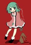  :d animal_ears bad_id bad_pixiv_id black_footwear blood blood_on_face blush bobby_socks broom crazy_smile dog_ears dog_tail dress empty_eyes fang full_body kasodani_kyouko looking_at_viewer open_mouth shoes short_hair smile socks solo standing standing_on_one_leg tail touhou uguisu_mochi_(ykss35) yandere 