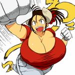  1girl black_hair breasts cow_girl cow_girl_(hataraki) hataraki_ari horns huge_breasts solo sukimi_(hataraki) yellow_eyes 