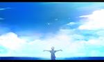  aki_(neyuki41028) aldnoah.zero bird day horizon ocean seagull short_hair silver_hair sky slaine_troyard 