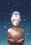  aldnoah.zero aqua_eyes bad_id bad_pixiv_id blonde_hair green_eyes ichinose777 male_focus nude silver_hair slaine_troyard solo 