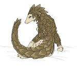  bedroom_eyes breasts brown_scales female half-closed_eyes long_snout mammal nipples pangolin pinup plating pose scales serpentine-drifter thick_tail wide_hips 