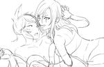  ahri animal_ears breast_grab breasts emi-tan fox_ears grabbing greyscale katarina_du_couteau large_breasts league_of_legends long_hair medium_breasts monochrome multiple_girls scar sketch yuri 