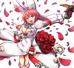  animal_ears blue_eyes breasts bunny_ears cleavage cleavage_cutout elphelt_valentine gloves guilty_gear guilty_gear_xrd highres large_breasts open_mouth pink_hair short_hair solo spikes sukesan 