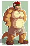  abs bear biceps bowser bulge chubby clothing dragonslash father fluffy guts hairless hairy home horn koopa mammal mario mario_bros muscles nintendo overweight parent pinup pose scalie shaved shell shirt sleepers smart star strong video_games 