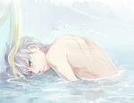  aki_(neyuki41028) aldnoah.zero blue_eyes grey_hair partially_submerged scar shirtless silver_hair slaine_troyard solo_focus 