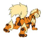  anus arcanine balls fluffy_tail fur muscles nintendo paws plain_background pok&eacute;mon presenting red_eyes smirk strips teeth video_games white_background 