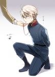  aki_(neyuki41028) aldnoah.zero bad_id bad_pixiv_id blonde_hair blue_eyes kneeling leash military military_uniform silver_hair slaine_troyard solo_focus uniform 