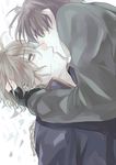  aldnoah.zero brown_hair junka-sakura kaizuka_inaho kiss male_focus multiple_boys pilot_suit silver_hair slaine_troyard wet yaoi 