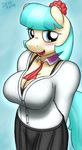  2015 anthro anthrofied big_breasts blush bra breasts clothed clothing coco_pommel_(mlp) devs-iratvs earth_pony equine female friendship_is_magic hair horse mammal my_little_pony open_mouth pony solo two_tone_hair underwear 