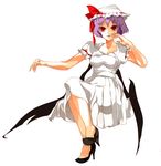  bad_id bad_pixiv_id bat_wings hat highres kakaaru purple_hair red_eyes remilia_scarlet short_hair solo touhou wings 