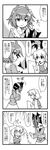  4koma comic greyscale highres iwatobi_hiro kamen_rider kamen_rider_decade komeiji_satori mask monochrome moriya_suwako multiple_girls parody touhou translated 