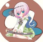  bad_id bad_pixiv_id highres hitodama katana konpaku_youmu konpaku_youmu_(ghost) rowtan smile socks solo sword touhou weapon 