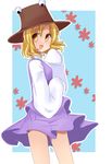  bad_id bad_pixiv_id blonde_hair hat moriya_suwako pyonta skirt solo touhou yellow_eyes yuzuha_(artist) 