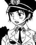  amado_(shin) april_fools black_hair fake_spoilers genderswap genderswap_(mtf) greyscale hat lowres luffyko monochrome one_piece peaked_cap police police_uniform policewoman scar short_hair solo sunglasses uniform what_if 