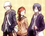  2boys beanie casual hat headphones kihara_atsurou megami_ibunroku_devil_survivor multiple_boys protagonist_(devil_survivor) tanigawa_yuzu yoshida_sei 