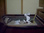  ashes blindfold buried monochrome multiple_girls paper_child papercraft photo sasaki_yukinojou stick suikawari 